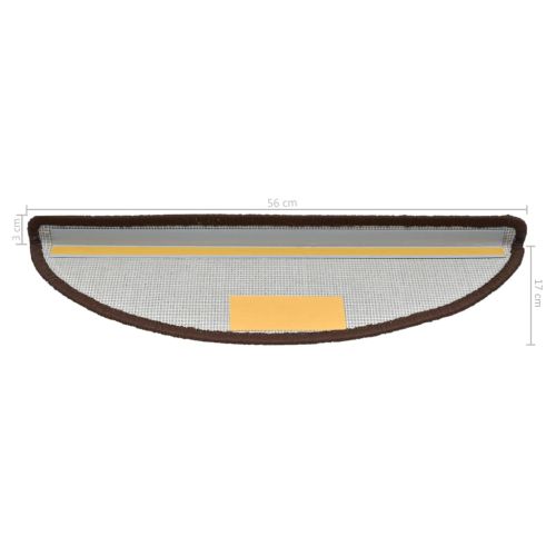 Изтривалки за стълби, 10 бр., 56x17x3 см, кафяви, полукръгли