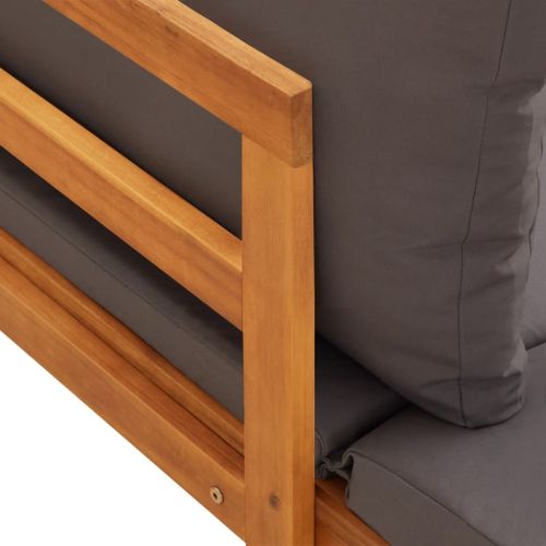 Градински комплект с тъмносиви възглавници 5 части акация