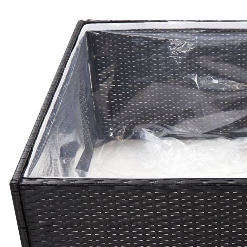 Градински сандък, черен, 80x80x40 см, полиратан