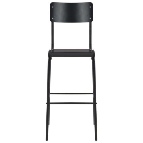 Бар табуретки, 6 бр, черни, твърд шперплат, стомана