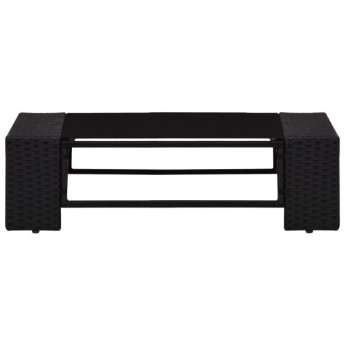 Градински комплект, 4 части, полиратан, черен