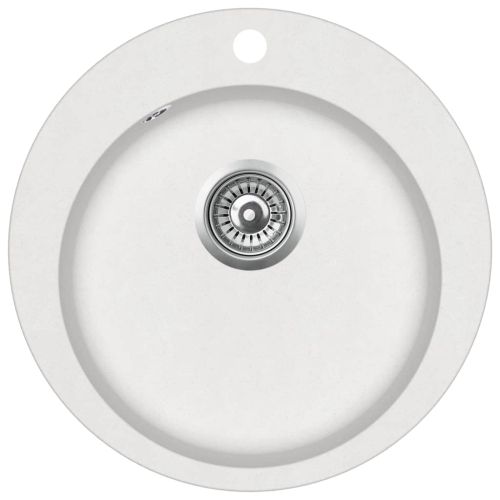 Гранитна кухненска мивка с едно корито, кръгла, бяла