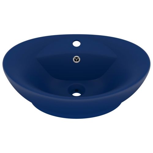 Мивка с преливник лукс овал тъмносин мат 58,5x39 см керамика