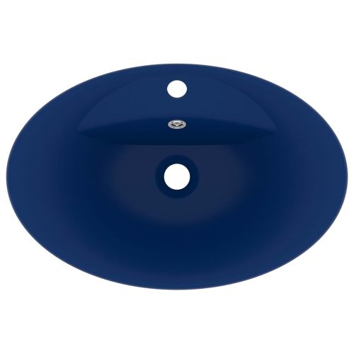 Мивка с преливник лукс овал тъмносин мат 58,5x39 см керамика