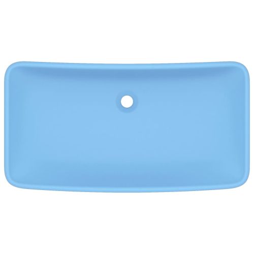 Луксозна правоъгълна мивка матово светлосиня 71x38 см керамика