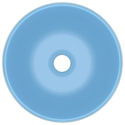 Луксозна кръгла мивка, матово светлосиня, 40x15 см, керамика
