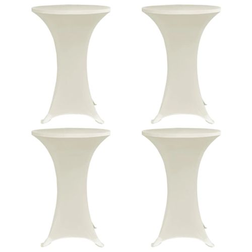 Покривки за коктейлни маси, Ø60 см, кремави, еластични, 4 бр