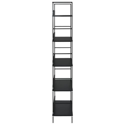 Библиотека с 5 рафта, черна, 60x27,6x158,5 см, инженерно дърво