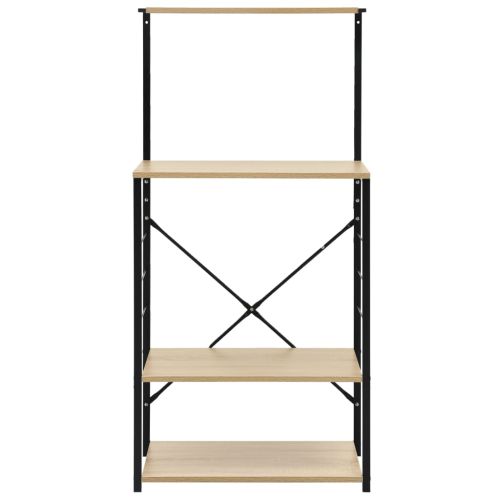 Шкаф за микровълнова черно и дъб 60x39,6x123 см инженерно дърво