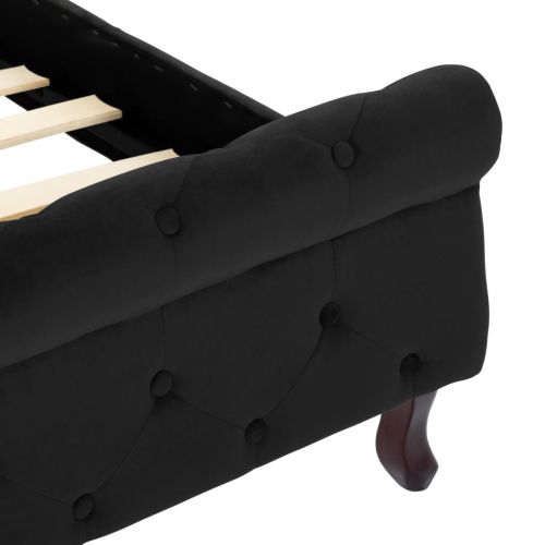 Рамка за легло, черна, кадифе, 90x200 см