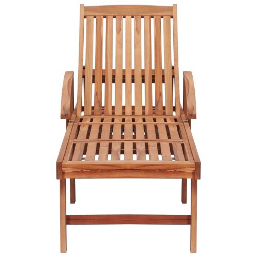 Шезлонг с виненочервено шалте, тиково дърво масив