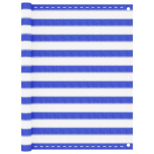 Балконски параван, синьо и бяло, 120x400 см, HDPE