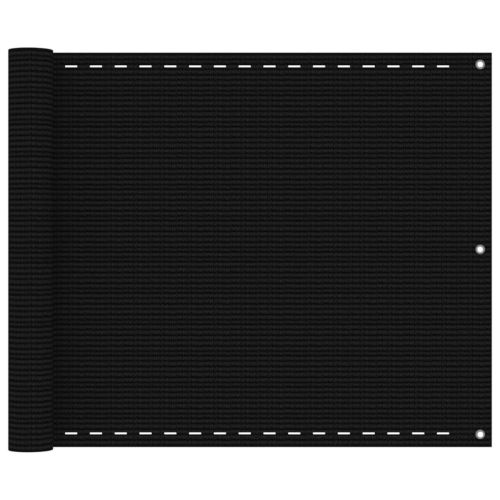 Балконски параван, черен, 75x500 см, HDPE