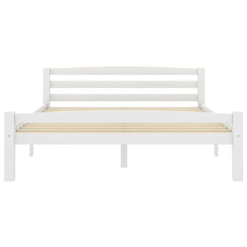 Рамка за легло, бяла, борова дървесина масив, 140x200 cм