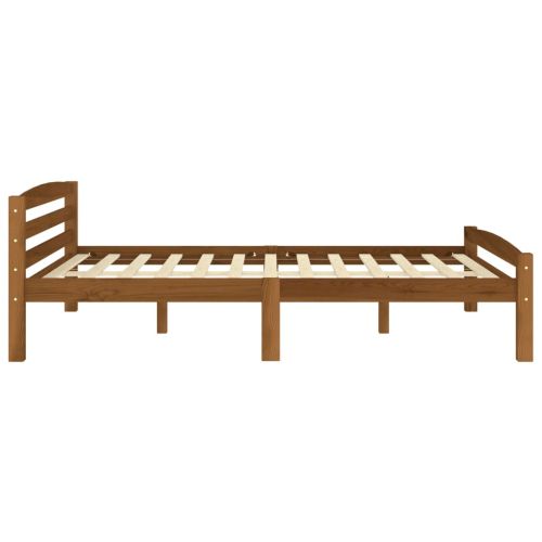 Рамка за легло, меденокафява, борово дърво масив, 160x200 см