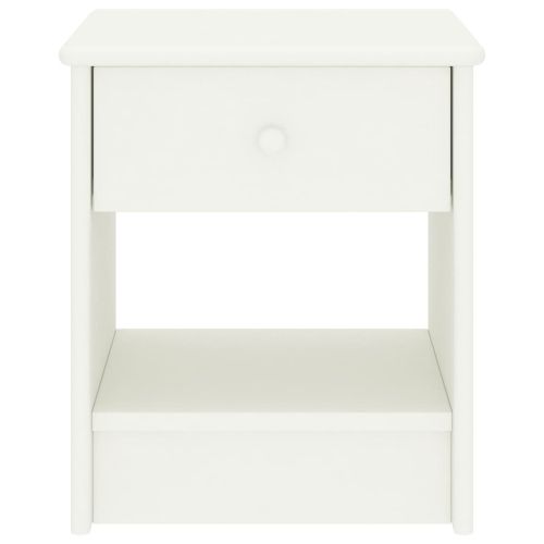 Нощно шкафче, бяло, 35x30x40 см, бор масив