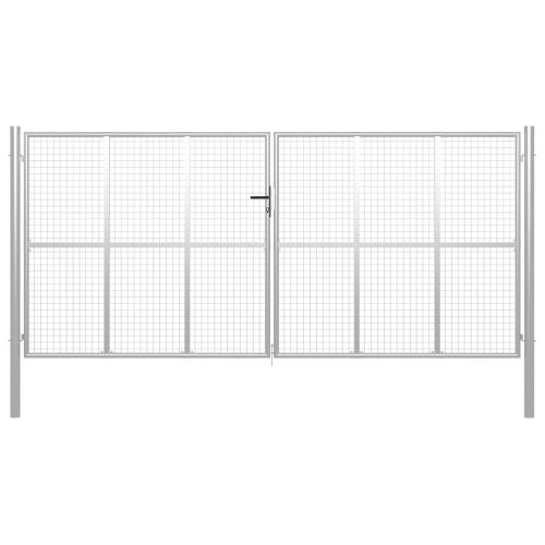 Градинска порта, поцинкована стомана, 400x175 см, сребриста