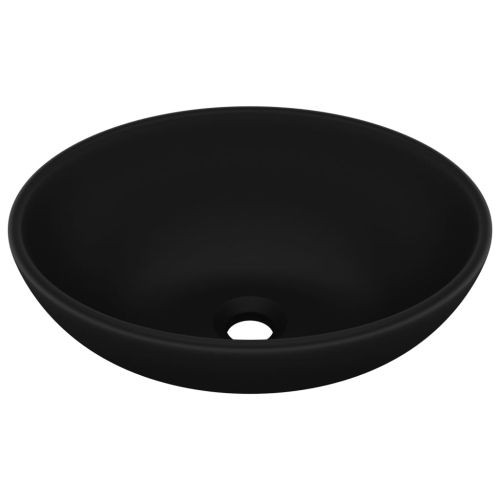 Луксозна овална мивка, матово черна, 40x33 см, керамика