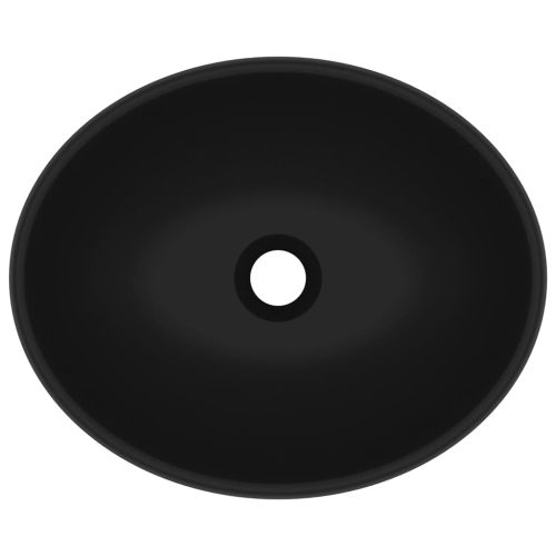 Луксозна овална мивка, матово черна, 40x33 см, керамика