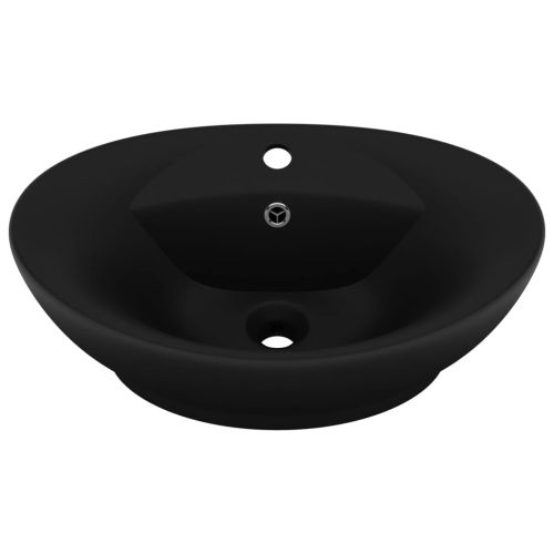 Мивка с преливник лукс овал черен мат 58,5x39 см керамика