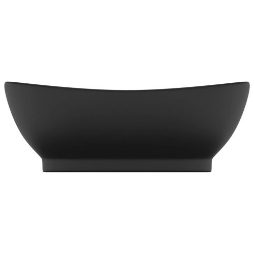 Мивка с преливник лукс овал черен мат 58,5x39 см керамика