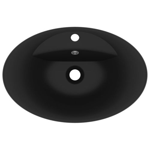 Мивка с преливник лукс овал черен мат 58,5x39 см керамика