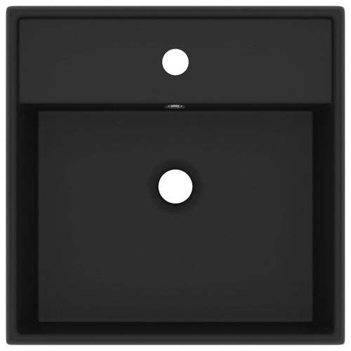 Мивка с преливник лукс квадрат черен мат 41x41 см керамика