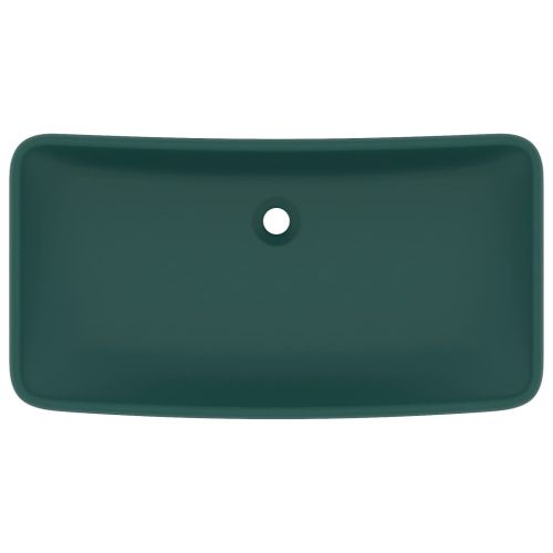 Луксозна правоъгълна мивка матово тъмнозелена 71x38 см керамика