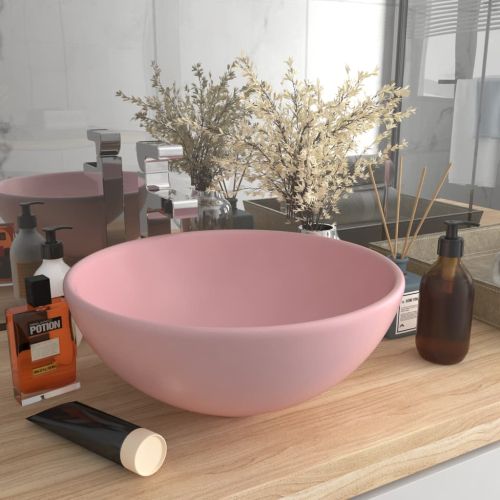 Мивка за баня лукс кръгла розов мат 32,5x14 см керамика