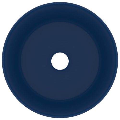 Луксозна кръгла мивка, матово тъмносиня, 40x15 см, керамика