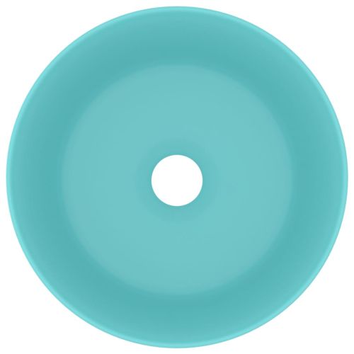 Луксозна кръгла мивка, матово светлозелена, 40x15 см, керамика