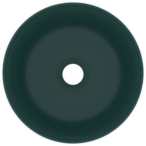 Луксозна кръгла мивка, матово тъмнозелена, 40x15 см, керамика