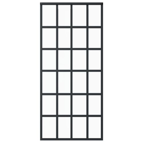 Плъзгаща врата, ESG стъкло и алуминий, 90x205 см, черна