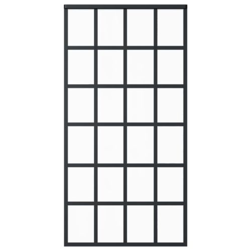 Плъзгаща врата, ESG стъкло и алуминий, 102x205 см, черна