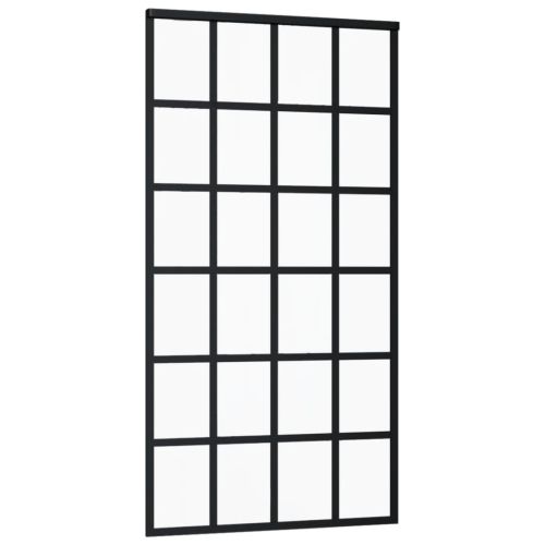 Плъзгаща врата, ESG стъкло и алуминий, 102x205 см, черна