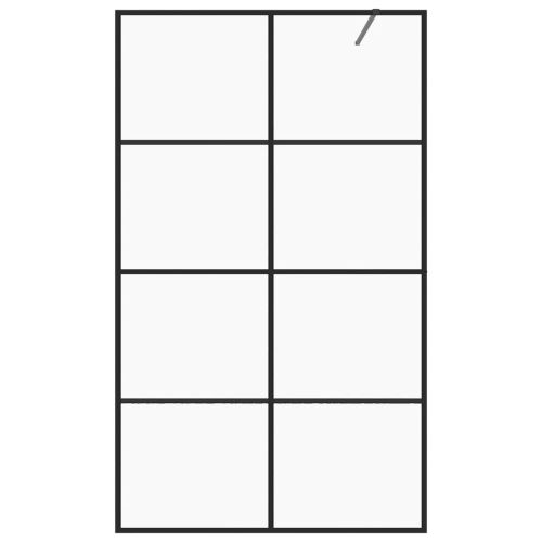 Стена за душ с прозрачно ESG стъкло, 90x195 см, черна