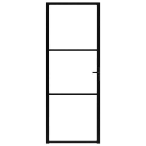 Интериорна врата, ESG стъкло и алуминий, 76x201,5 см, черна