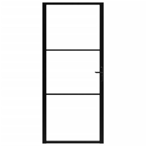 Интериорна врата, ESG стъкло и алуминий, 102,5x201,5 см, черна