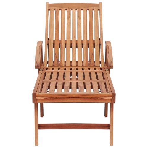 Шезлонг с яркозелено шалте, тиково дърво масив