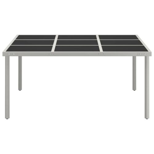 Градинска трапезна маса, 170x170x74,5 см, стъкло и стомана