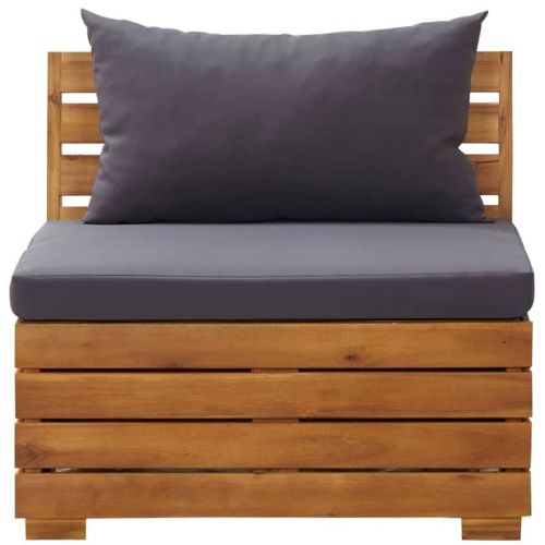 2-местен градински диван с възглавници, акация масив