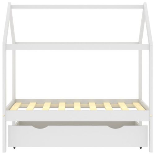 Рамка за детско легло с чекмедже, бяла, бор масив, 70x140 см