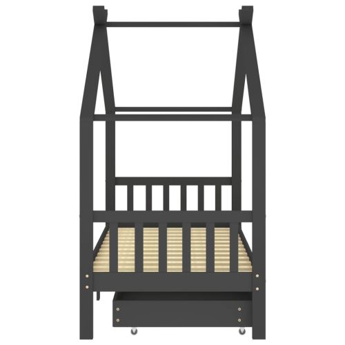 Рамка за детско легло чекмеджета тъмносива бор масив 90х200 см