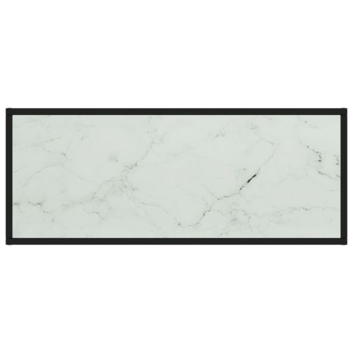 ТВ шкаф, черен, бяло мраморно стъкло, 100x40x40 см