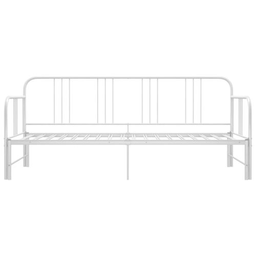 Рамка за легло, разтегателен диван, бяла, метал, 90x200 см
