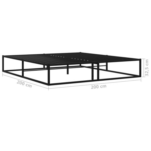 Рамка за легло, черна, метал, 200x200 cм