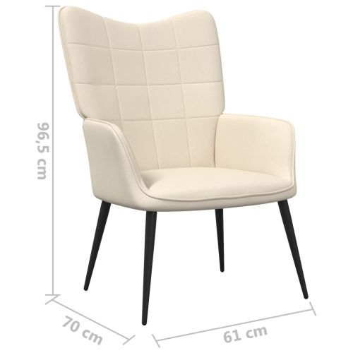 Релаксиращ стол с табуретка, кремав, плат