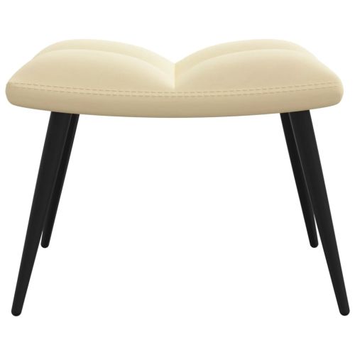 Стол за релакс с табуретка, кремавобял, кадифе