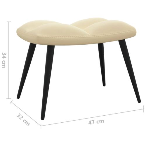 Стол за релакс с табуретка, кремавобял, кадифе