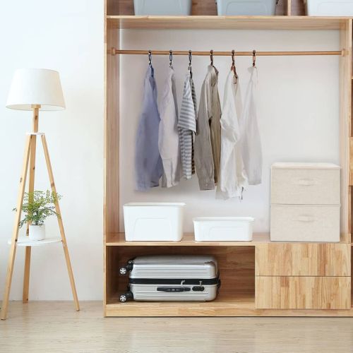 Кутии за съхранение, 2 бр, текстил, 43x34x23 см, кремави